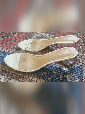 Bar III CallyP Clear Strap Slide Dress Sandals with Crystal Ball Heel - Size 11M